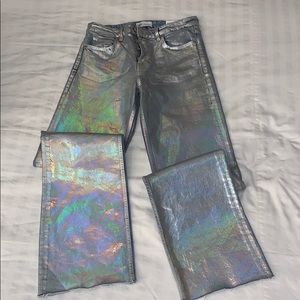 Zara silver relaxed wide leg Jean